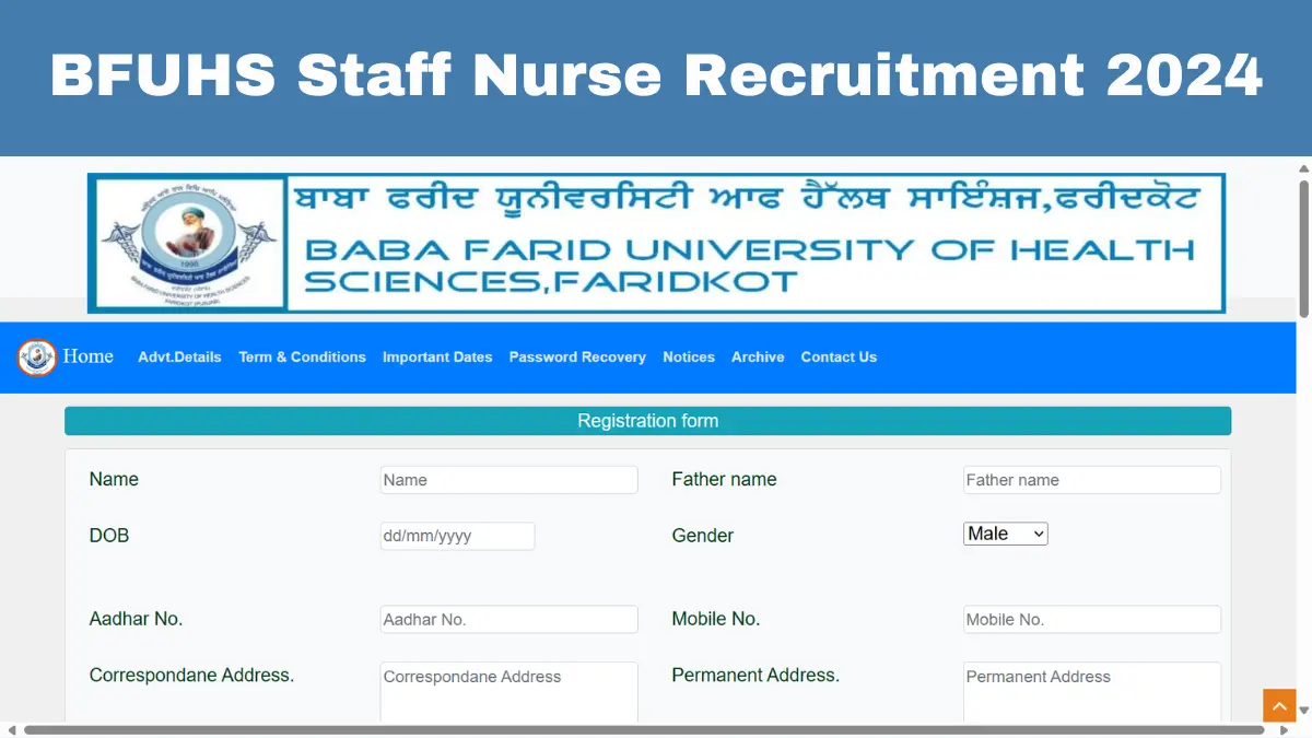 BFUHS Staff Nurse Recruitment 2024