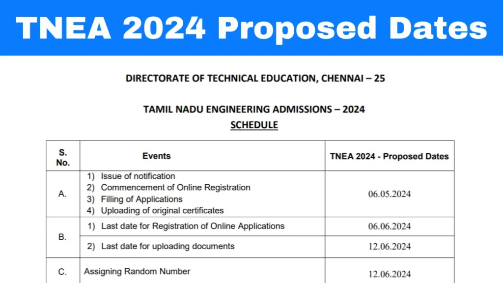 Events and TNEA 2024 Proposed Dates